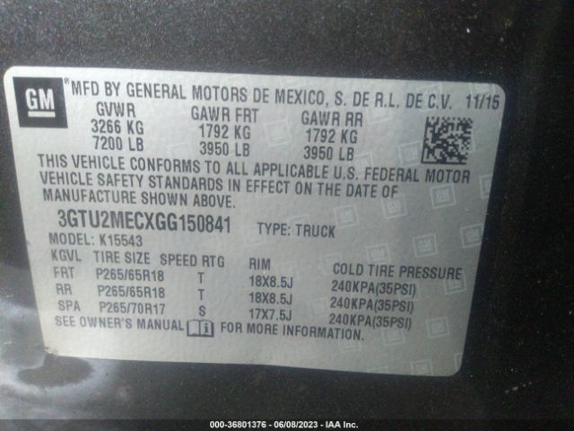 3GTU2MECXGG150841 GMC Sierra 1500 Sle