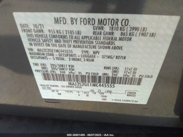 MAJ3S2GE1MC445555 Ford Ecosport Se