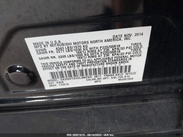 4A4AR4AU2FE017907 Mitsubishi Outlander Sport Se