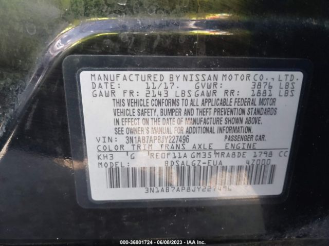 3N1AB7AP8JY227496 Nissan SENTRA SL