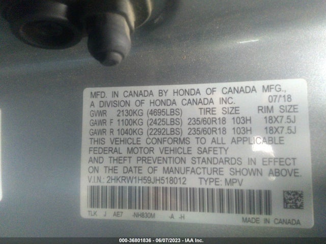 Honda CR-V EX 2018 2HKRW1H59JH518012 Image 11