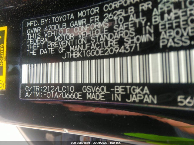 JTHBK1GG0E2094371 Lexus ES 350
