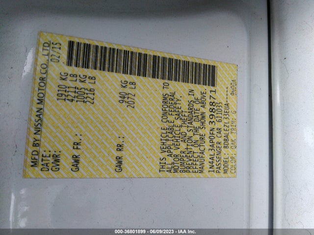 Nissan ALTIMA 2.5 2015 1N4AL3AP0FN398871 Image 14