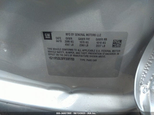 Chevrolet Malibu 1lz 2015 1G11F5SL5FF308769 Image 9