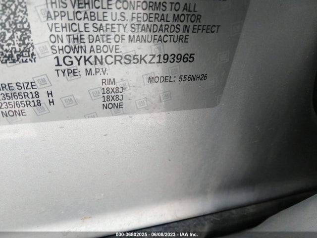 1GYKNCRS5KZ193965 Cadillac Xt5 Luxury Fwd