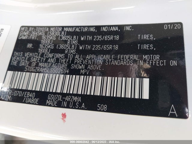 Toyota Highlander Xle 2020 5TDGZRAH5LS502694 Image 16