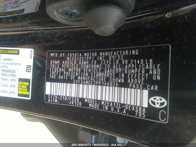 Toyota COROLLA SE 2023 5YFS4MCE2PP144824 Image 9