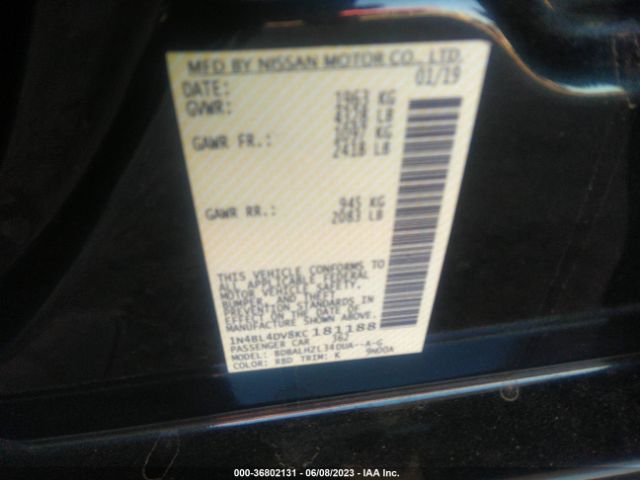 1N4BL4DV8KC181188 Nissan Altima 2.5 Sv
