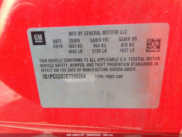 Chevrolet Cruze 1lt 2014 1G1PC5SB2E7298284 Image 9
