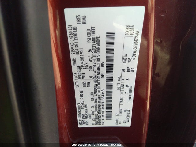 1FMCU0J91EUB64318 Ford Escape Titanium