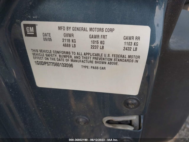 2006 CADILLAC CTS VIN: 1G6DP577560132096