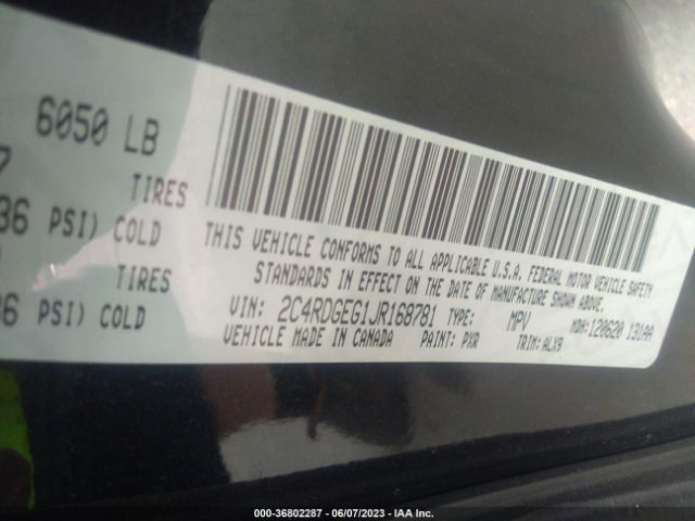 2C4RDGEG1JR168781 Dodge Grand Caravan Gt