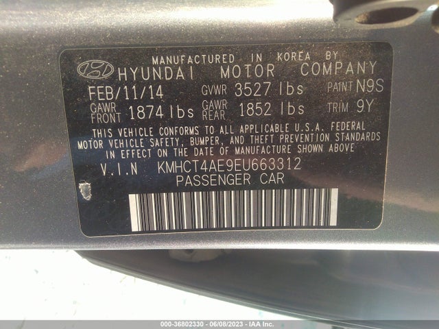 2014 HYUNDAI ACCENT GLS VIN: KMHCT4AE9EU663312