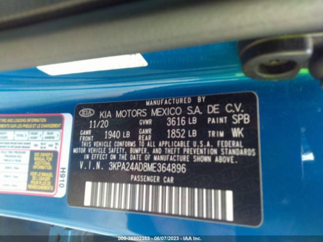3KPA24AD8ME364896 KIA RIO S