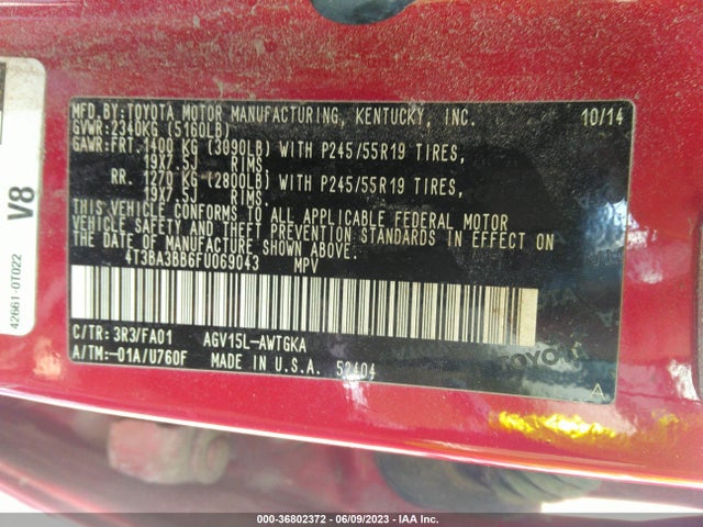 Toyota Venza Le/xle 2015 4T3BA3BB6FU069043 Image 9