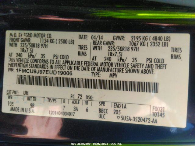 1FMCU9J97EUD19006 Ford Escape Titanium