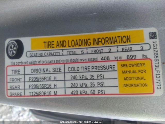 Chevrolet MALIBU LS 2020 1G1ZB5ST3LF137773 Image 9