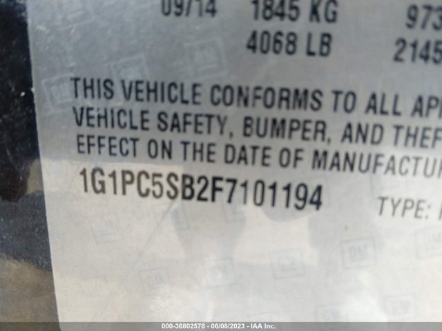 Chevrolet CRUZE LT 2015 1G1PC5SB2F7101194 Image 10