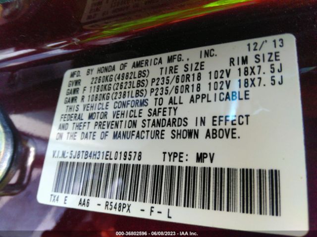 5J8TB4H31EL019578 Acura RDX