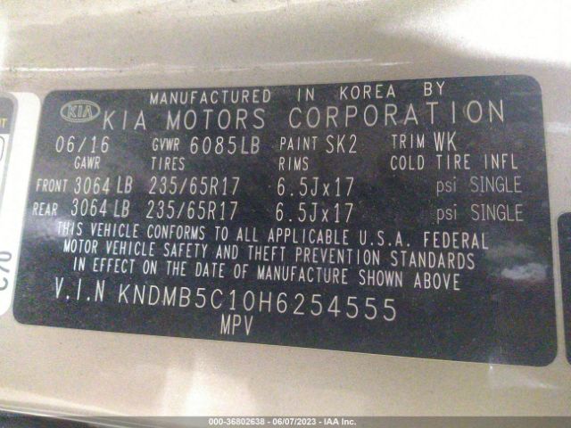 KNDMB5C10H6254555 KIA SEDONA LX