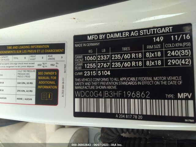 WDC0G4JB3HF196862 Mercedes-Benz Glc Glc 300