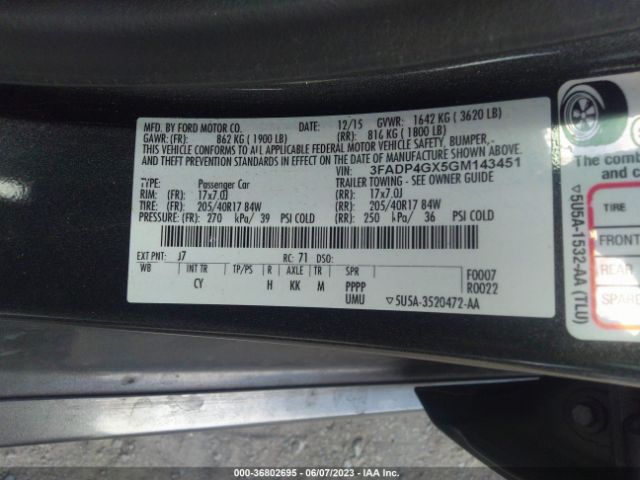 3FADP4GX5GM143451 Ford FIESTA ST