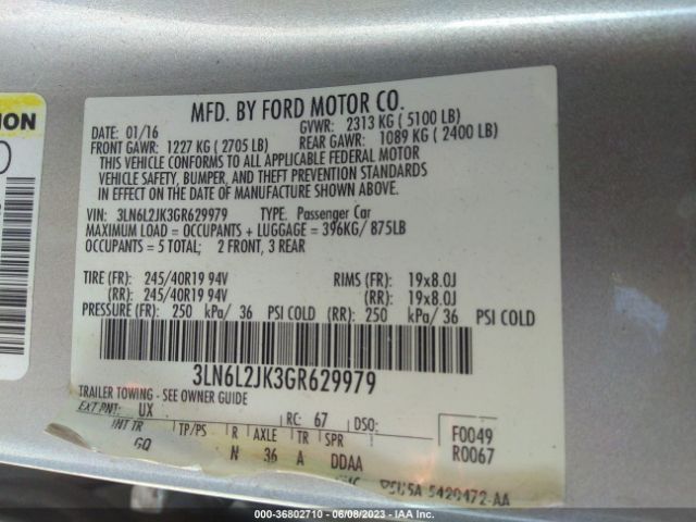 3LN6L2JK3GR629979 Lincoln MKZ