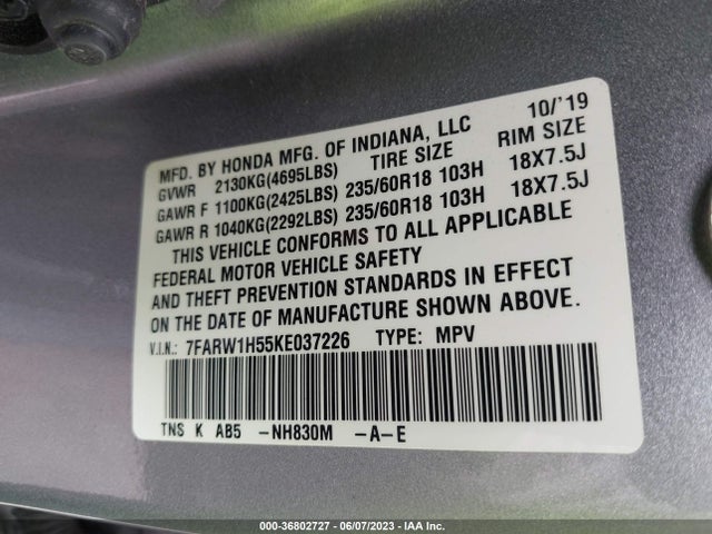 Honda CR-V EX 2019 7FARW1H55KE037226 Image 11