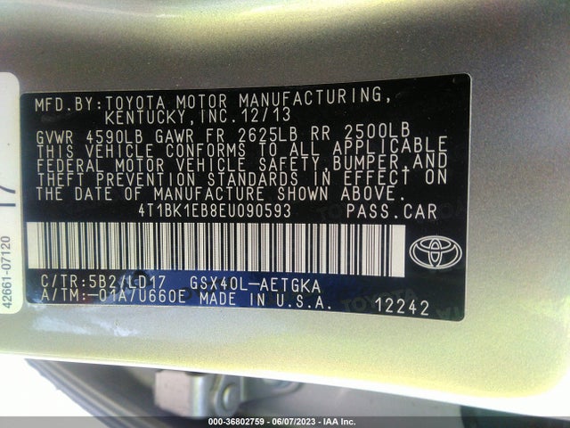 Toyota AVALON LIMITED 2014 4T1BK1EB8EU090593 Image 11