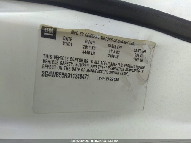2001 BUICK REGAL LS VIN: 2G4WB55K911248471