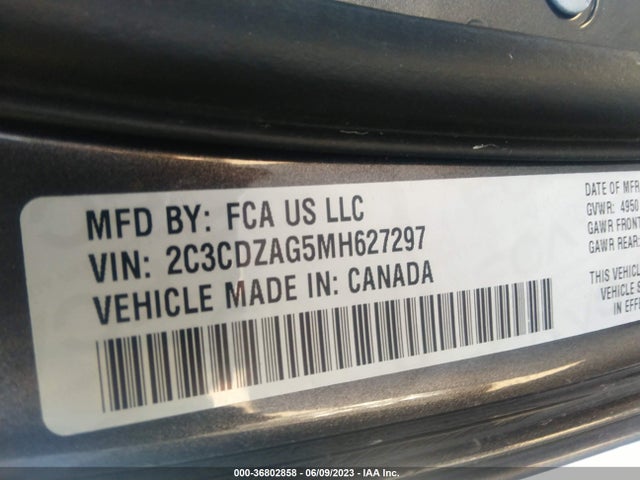Dodge Challenger Sxt 2021 2C3CDZAG5MH627297 Image 9
