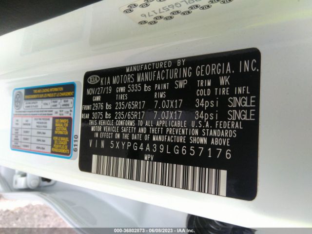 5XYPG4A39LG657176 KIA SORENTO L