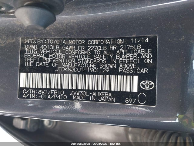 Toyota Prius Four 2015 JTDKN3DU1F1901129 Image 11