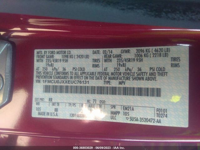1FMCU0JXXEUC76131 Ford Escape Titanium