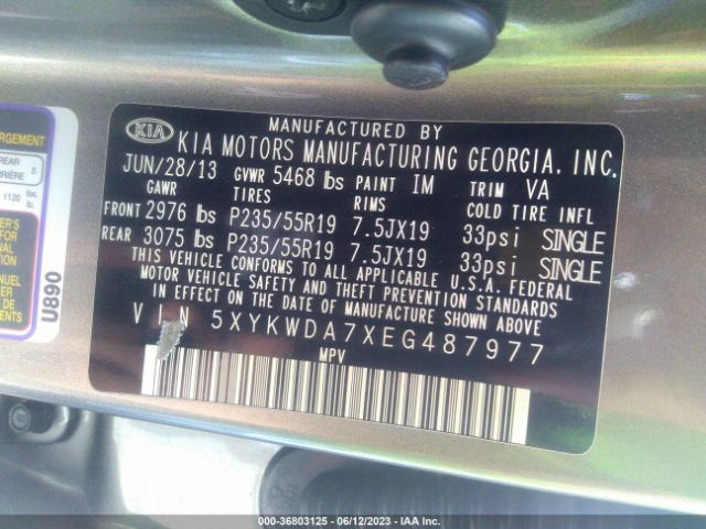 5XYKWDA7XEG487977 KIA Sorento Sx Limited