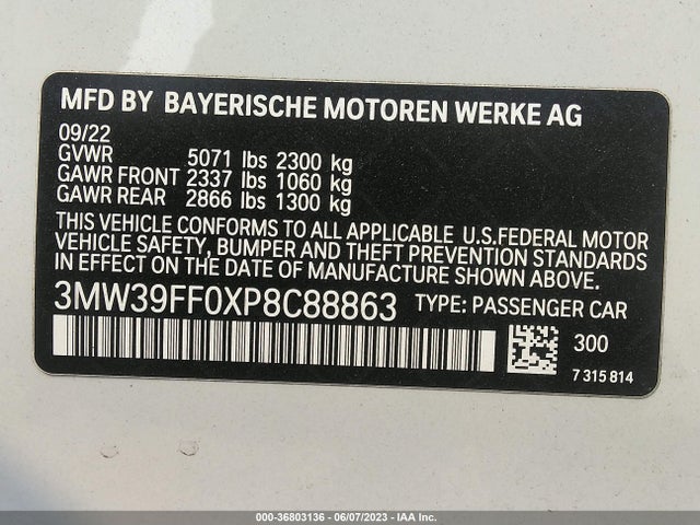 BMW 3 Series 330e 2023 3MW39FF0XP8C88863 Image 9