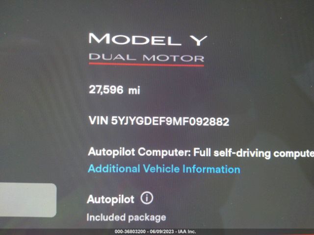 5YJYGDEF9MF092882 Tesla Model Y Performance