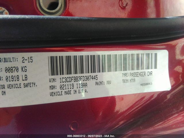 1C3CDFBB3FD307445 Dodge DART SXT