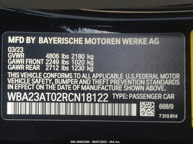 2024 BMW 4 Series, VIN: WBA23AT02RCN18122
