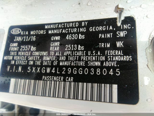 5XXGW4L29GG038045 KIA Optima Sx Turbo