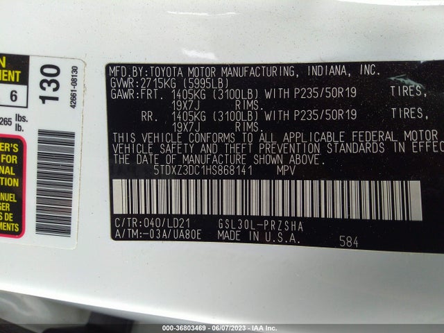 Toyota SIENNA SE 2017 5TDXZ3DC1HS868141 Image 10