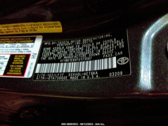 2015 TOYOTA AVALON LIMITED VIN: 4T1BK1EBXFU173587
