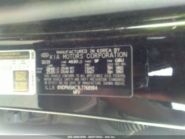2020 KIA SPORTAGE LX VIN: KNDPM3AC3L7768984