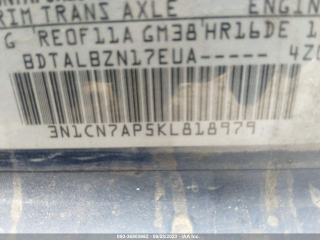 3N1CN7AP5KL818979 Nissan Versa Sedan Sv