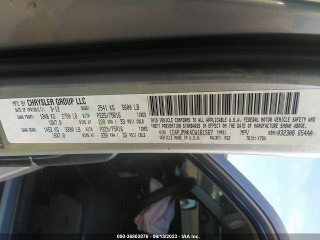 2012 JEEP LIBERTY SPORT VIN: 1C4PJMAK4CW161567