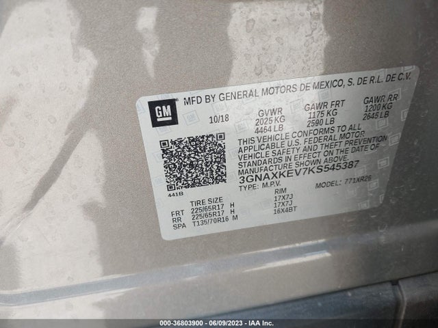 Chevrolet EQUINOX LT 2019 3GNAXKEV7KS545387 Image 11