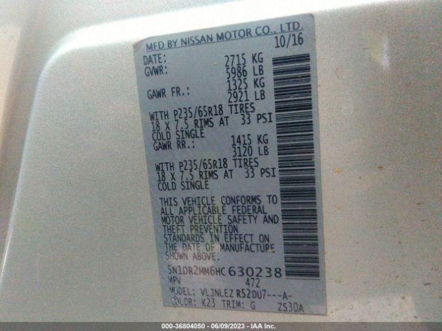 5N1DR2MM6HC630238 Nissan Pathfinder Sv