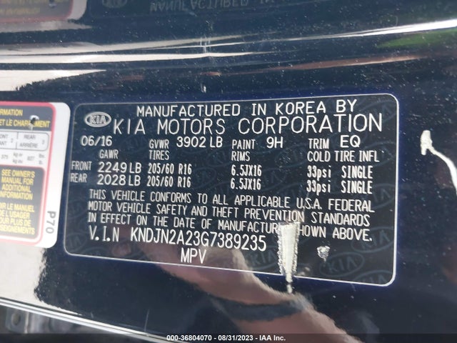 KIA Soul 2016 KNDJN2A23G7389235 Image 9