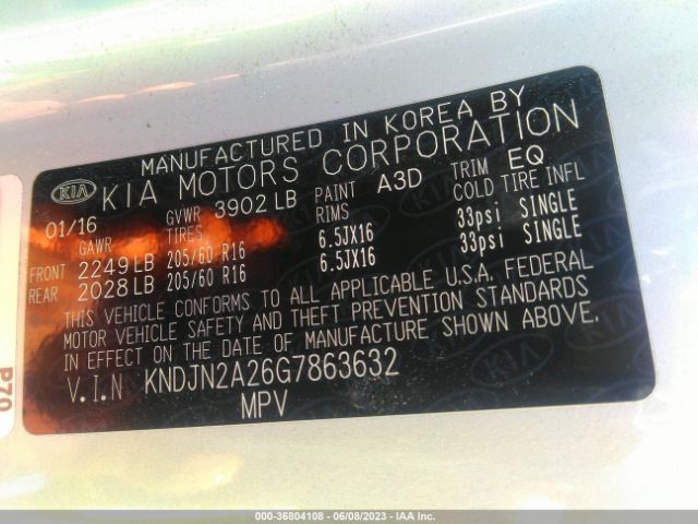 KNDJN2A26G7863632 KIA Soul Base