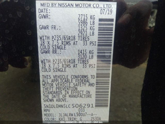5N1DL0MN5LC506291 Infiniti QX60 LUXE
